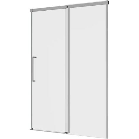 Porta Doccia per Nicchia Scorrevole 150cm Profili in Alluminio Cromato Vetro 8mm Trasparente con Trattamento Easy-clean Regolabile 147-150cm h195 - Reversibile Mod. Antille