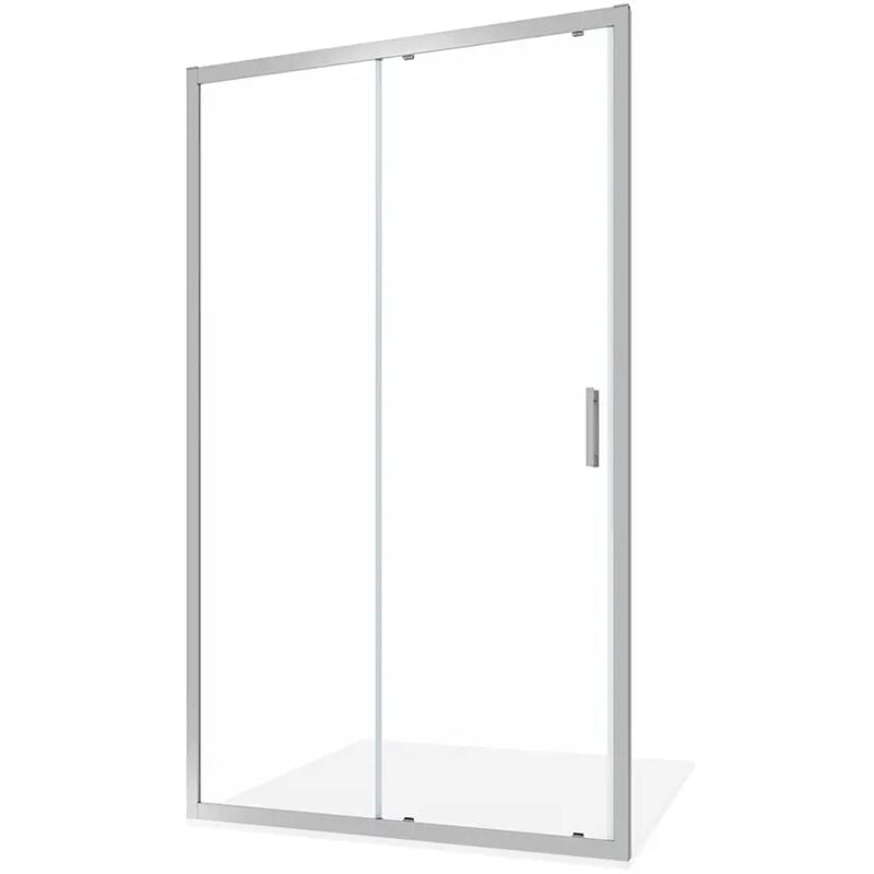 Porte de douche coulissante pour niche 110 cm Profilés aluminium chromé Verre transparent 6 mm Ajustable 107-111cm h198 - Réversible Mod. Tahiti
