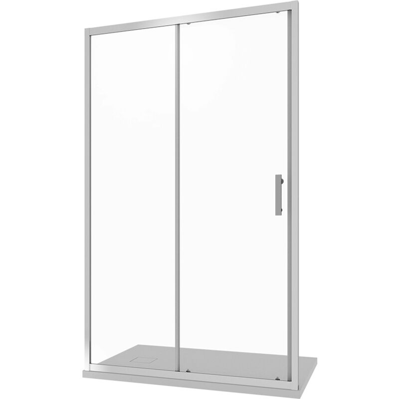 Porte de douche coulissante pour niche 120cm Profils aluminium chromé Verre clair 6mm avec traitement anti-calcaire ajustable 117-121cm h190