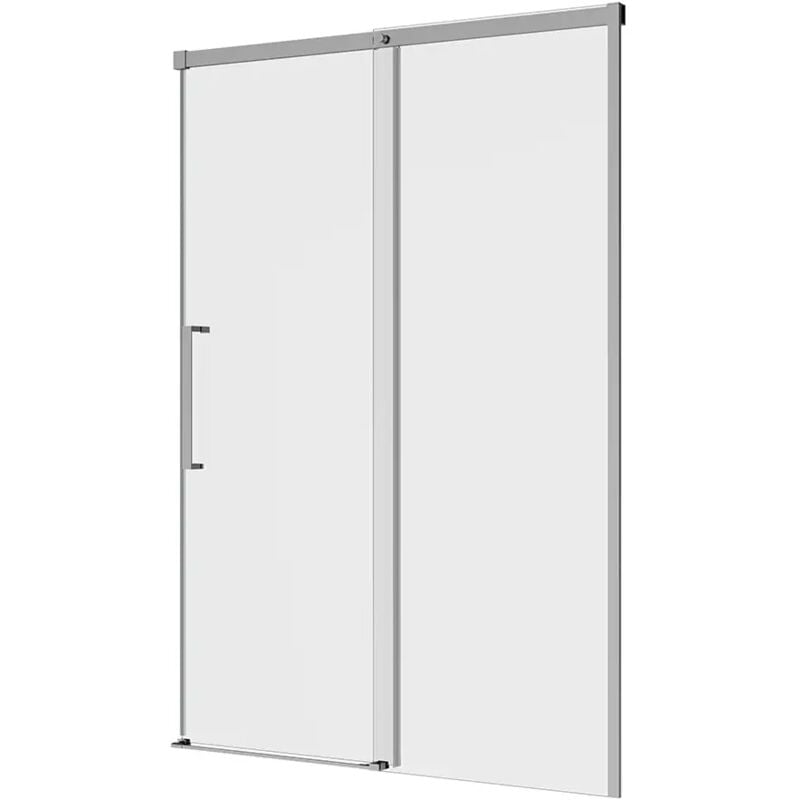Porte de douche coulissante pour niche 110cm Profils Aluminium Chromé Verre Clair 8mm avec Traitement Facile à Nettoyer Ajustable 107-110cm h195