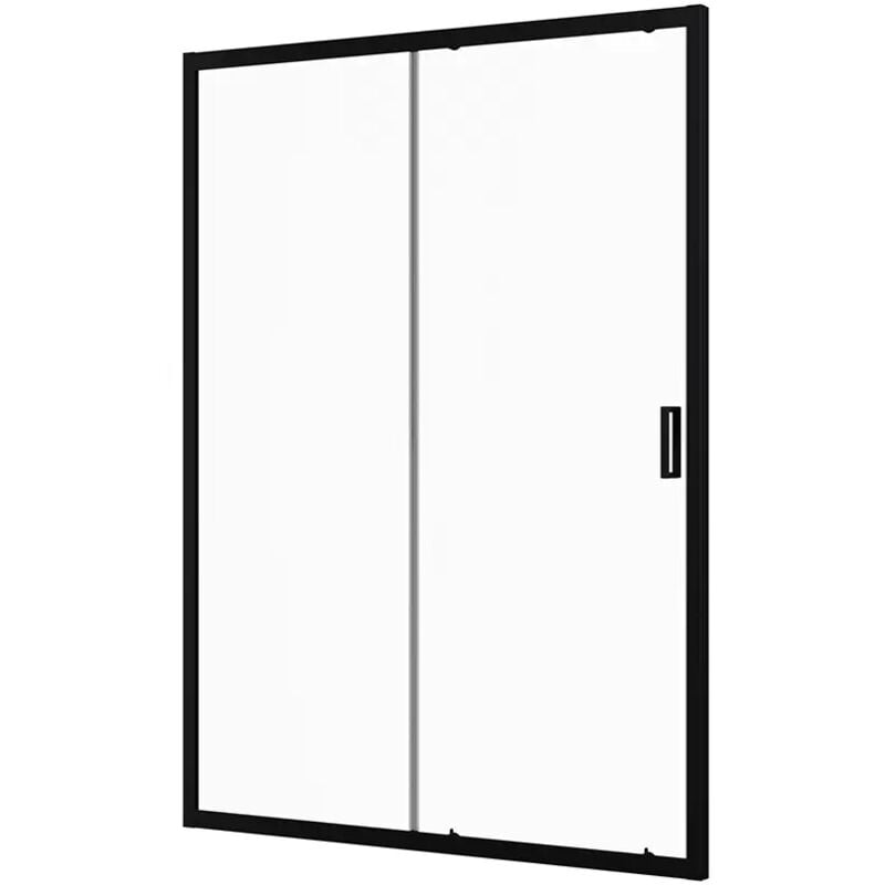 Porte de douche coulissante pour niche 140 cm Profils Aluminium Noir Mat Verre Transparent 6mm Ajustable 137-141 cm h190 - Réversible Mod. Sicile