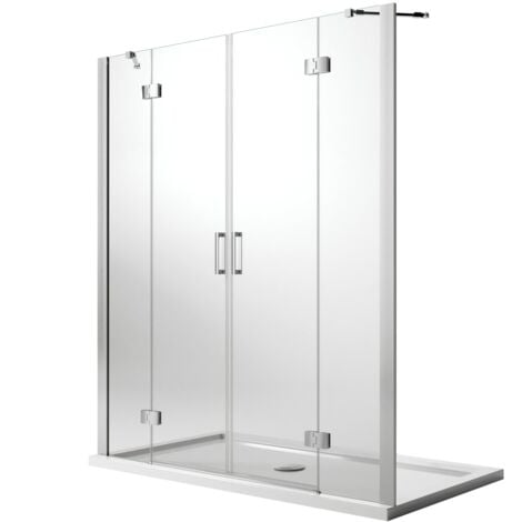 Porta doccia saloon vetro trasparente con easy-clean h 190 mod. Flip Anta + Anta 145 cm