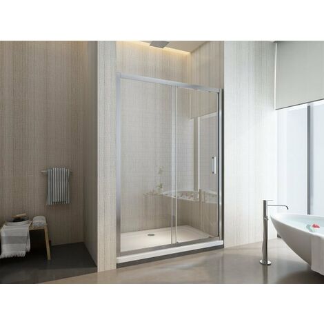 Porta doccia scorrevole cristallo 6mm trasparente anticalcare h.190cm Sicena Lision Trasparente 6mm,100 cm