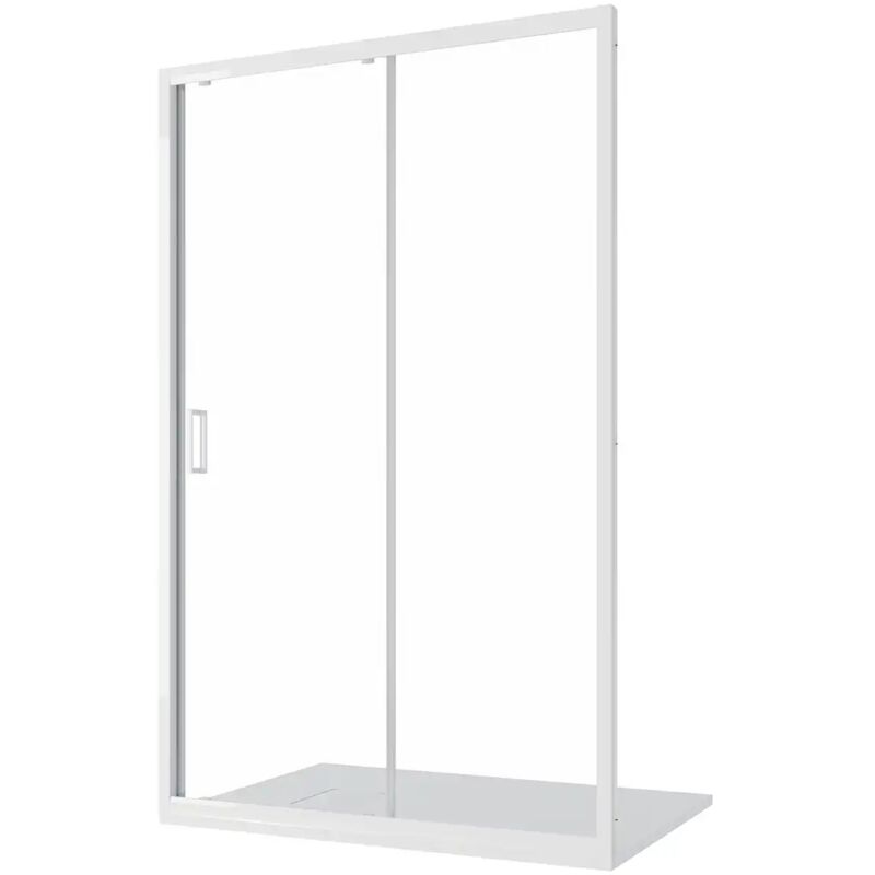 Porte de douche coulissante pour niche 110 cm Profils aluminium blanc Verre transparent 4mm Ajustable 107-111cm h185 - Réversible Mod. Maiorca
