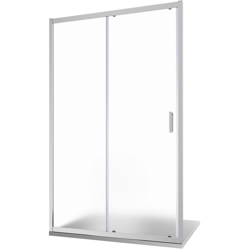 Porte de douche coulissante pour niche 120cm Profils Aluminium Chromé 6 mm Verre 6 mm Moulé Ajustable 117-121cm h185 - Réversible Mod. Tonga