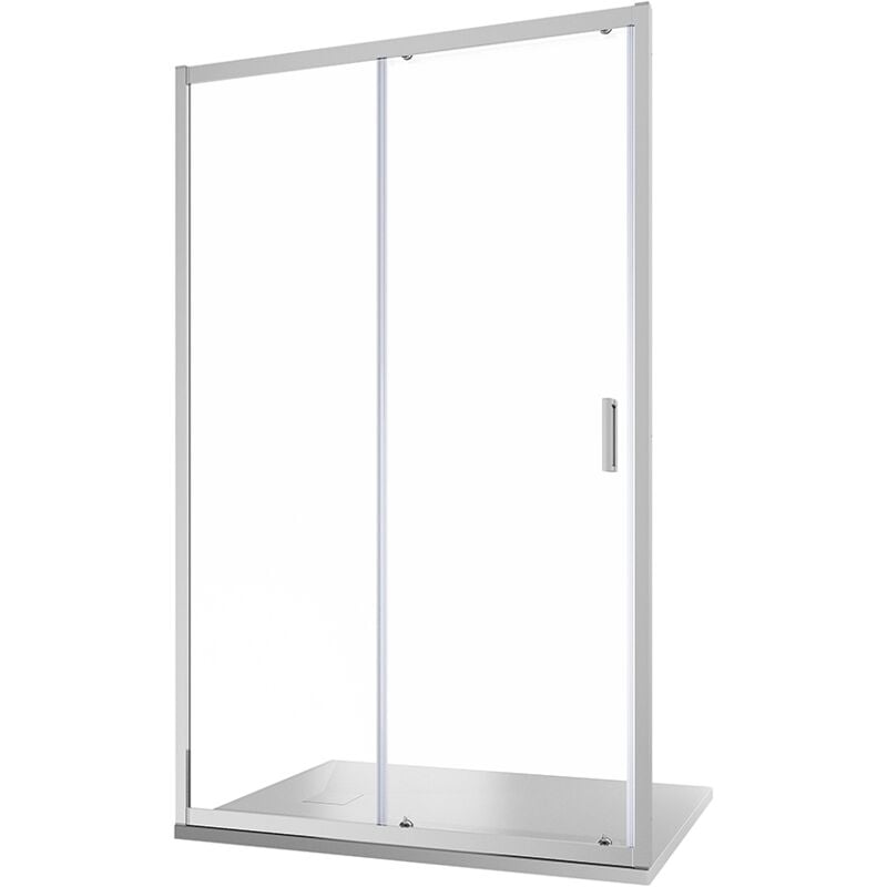 Porte de douche coulissante pour niche 120cm Profilés aluminium chromé Verre transparent 6mm Ajustable 117-121cm h185 - Réversible Mod. Tonga