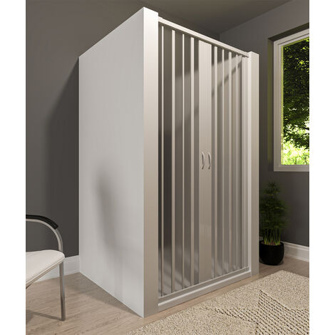 Porta doccia a libro soffietto pvc bianco acrilico h.185cm DOPLAS