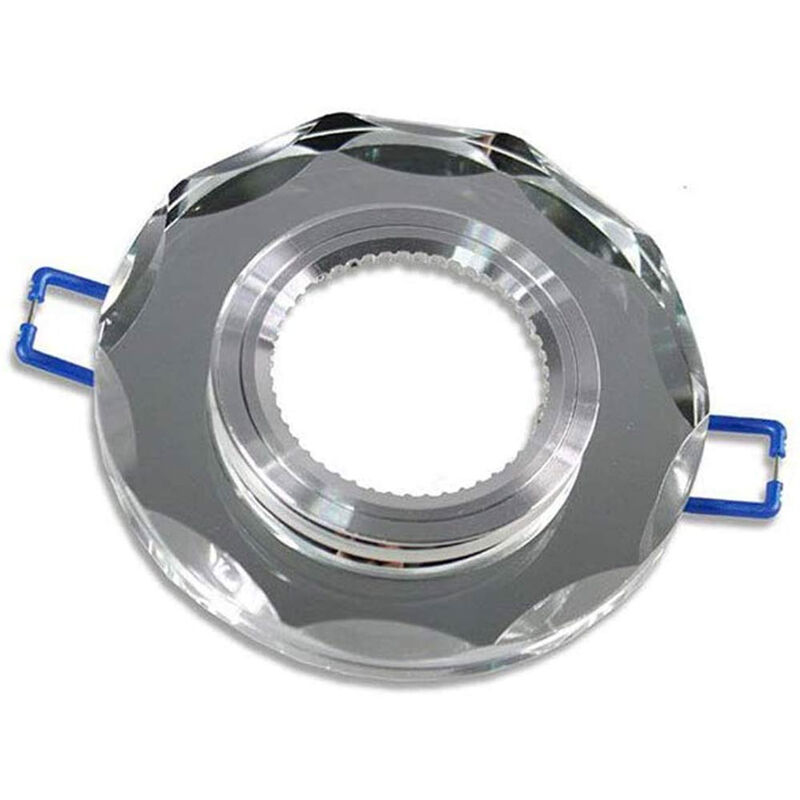 Image of Vetrineinrete - Porta faretto ad incasso in vetro effetto specchio color argento supporto tondo per faretti foro 60 mm
