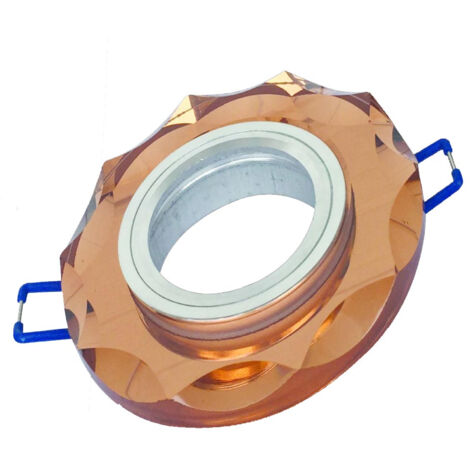 Porta faretto ad incasso in vetro effetto specchio color bronzo supporto tondo per faretti foro 60 mm