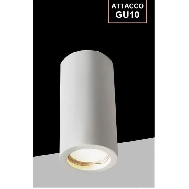 Image of Trade Shop Traesio - Porta Faretto Applique Da Soffitto In Gesso Verniciabile Cilindro Gu10 Gs-c140-t -