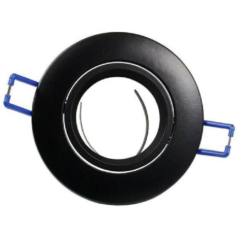 Image of Trade Shop Traesio - Porta Faretto Da Incasso Tondo Supporto Faretti Portafaretto Controsoffitto P12 - Nero