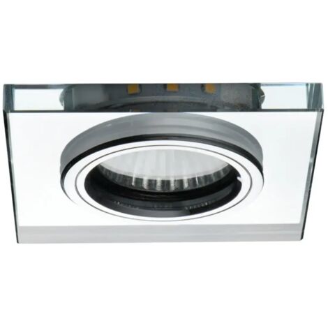 porta faretto incasso vetro decoro led bianco caldo quadrato GU10 argento fisso