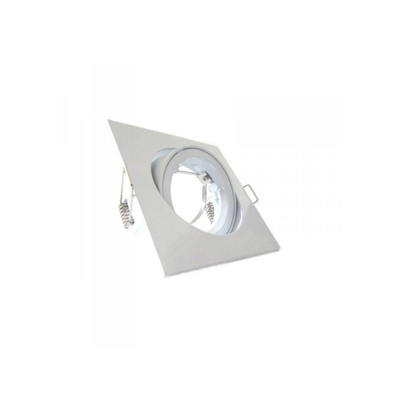 Image of Porta Faretto Led GU10 MR16 Orientabile Quadrato Con Ghiera Bianco