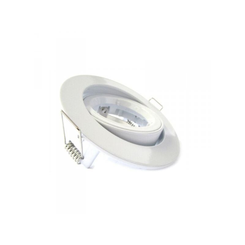 Image of Porta Faretto Led GU10 MR16 Orientabile Rotondo Con Ghiera Bianco