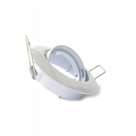 Porta Faretto Led GU10 MR16 Orientabile Rotondo Con Molla Bianco