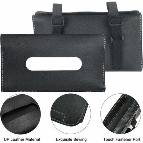 Porta fazzoletti per auto, 2 pezzi in pelle PU per auto, porta asciugamani per visiera parasole, scatola universale per fazzoletti (nero)