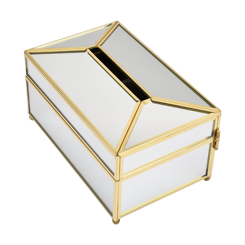 Porta fazzoletti rettangolare in vetro e metallo