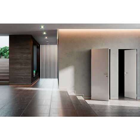 PORTA A FILO MURO BATTENTE REVERSIBILE CON APERTURA A DX O SX BIANCA VERNICIABILE + TELAIO - XREVERX ERMETIKA
