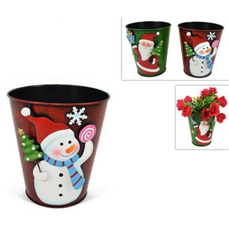 Porta fiori piante secchiello bottiglia cestino set da 2 decorazioni natalizie  multiuso multifunzione idea regalo per natale