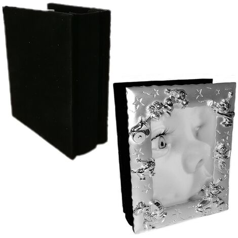 Porta foto neonato album per bambini bimbi da 80 per ritratti 10x15 argento nero moderno vintage bellissimo e particolare