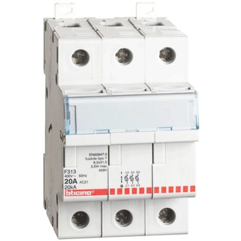 Porta fusibile Bticino 3P 20A 3 moduli 8,5x31,5mm F313