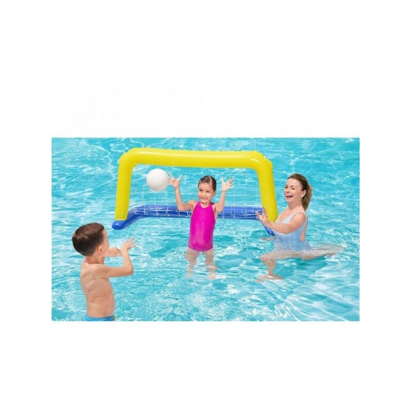 Trade Shop Traesio - Hinchable Puerta Flotante Waterpolo Con Pelota Amarilla 137X66Cm Niños 52123