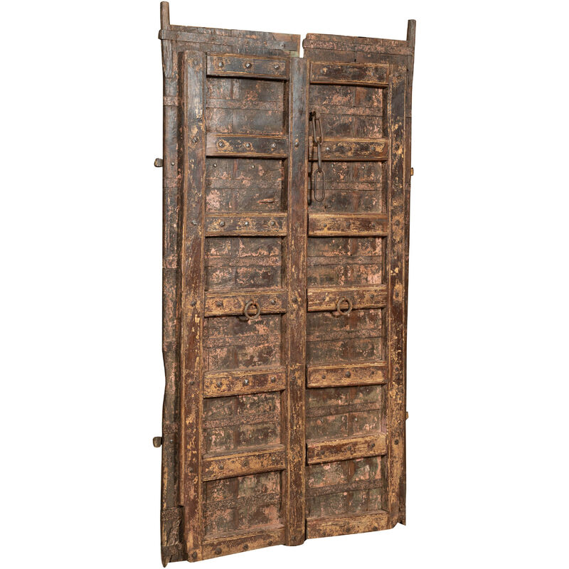 Porta In Legno Massello E Ferro Da Interno O Da Esterno Vecchia E A...