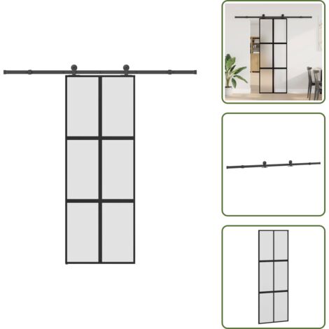 Porta in vetro - vidaXL Porta Scorrevole Ferramenta 76x205 cm Vetro Temperato Alluminio - Porte scorrevoli