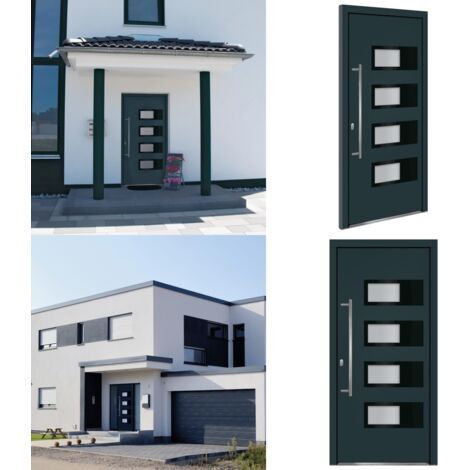 Porta Ingresso Antracite 100x210 cm in Alluminio e PVC - Sicurezza porta - Design porta