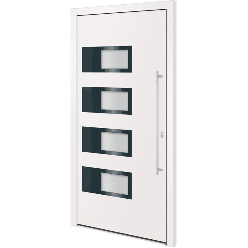 Vidaxl Porta Ingresso Bianca 110x210 Cm In Alluminio E Pvc