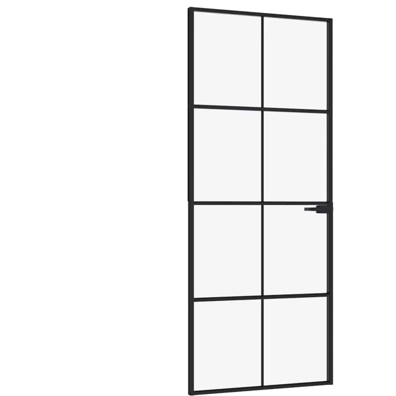 Vidaxl Porta Interna Nera 83x201,5cm Vetro Temperato Alluminio Sottile