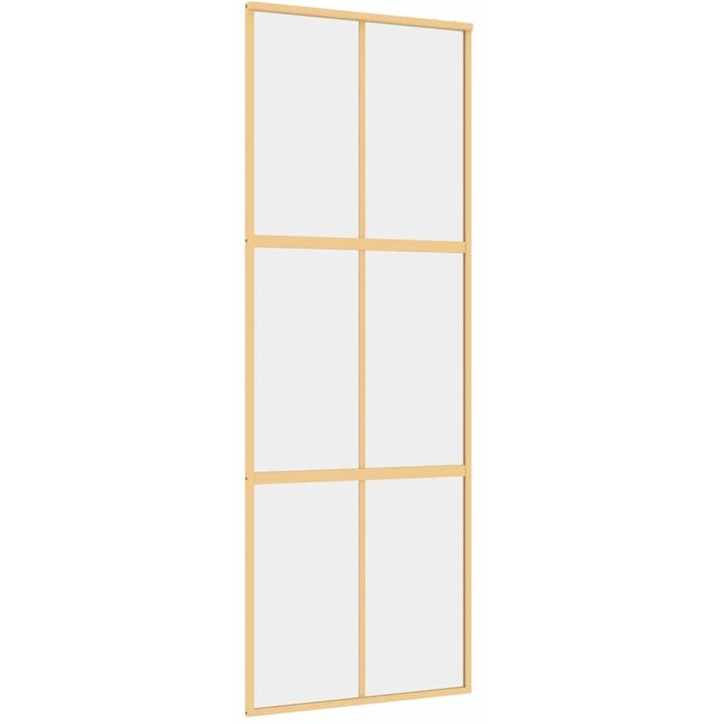 Vidaxl Porta Scorrevole Dorata 76x205 Vetro Trasparente Esg Alluminio