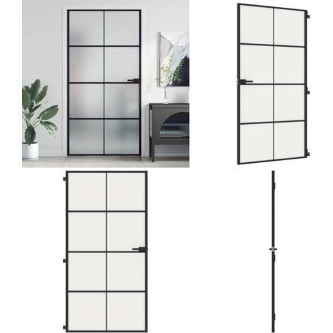 Porta Interni Sottile Nera 102,5x201,5Vetro Temperato Alluminio - Vetro temperato - Alluminio