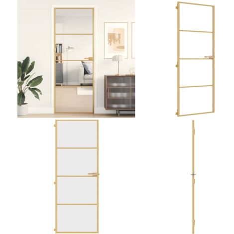 Porta Interni Sottile Oro 76x201,5cm Vetro Temperato Alluminio - Vetro temperato - Alluminio