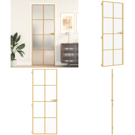 Porta Interni Sottile Oro 76x201,5cm Vetro Temperato Alluminio - Vetro temperato - Alluminio dorato