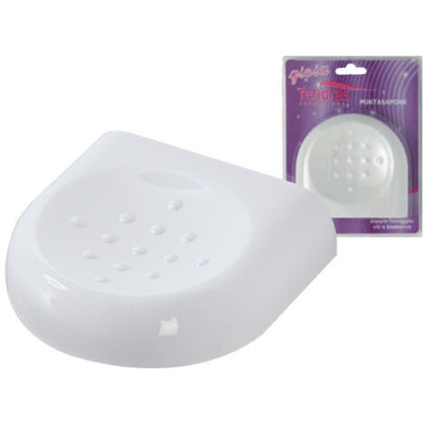 Porta jabón Gioia en ABS blanco – 15x5x20 cm – Fijación adhesiva o con tornillos – Baño ordenado