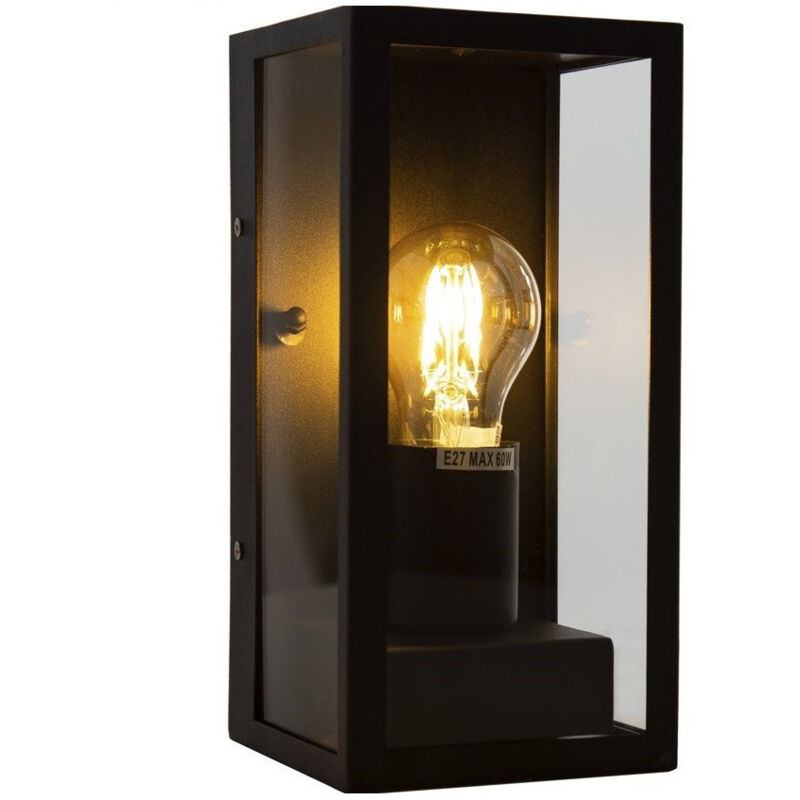Porta Lampada Esterno Vetro Vt8517 Nero Matto E27 Ip44 Retro Illuminazione - - Trade Shop Traesio