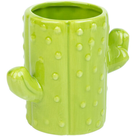 Porta lápices cactus de cerámica verde 13,5x7,8x11