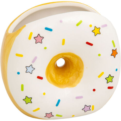 Porta lápices donut de cerámica blanco 11x6,5x11