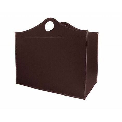 Porta legna in cuoio per camino Wood Bag Big  Testa di moro