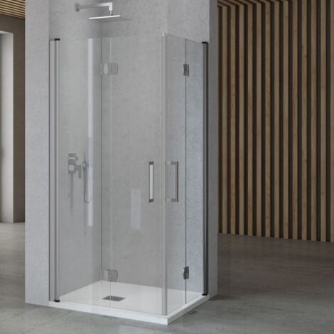 Porta nicchia doccia pieghevole modello edera cristallo temperato 6 millimetri misure 72-75xh195 cm trasparente - confezione 1