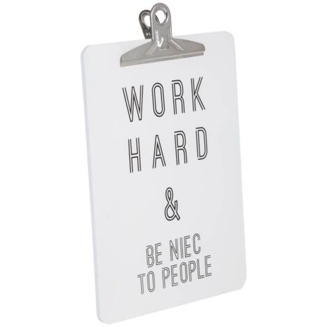 Porta notas de madera blanco con pinza 22x34x3