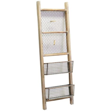 Porta notas rectangular de madera con 2 cajones cm30,5x10h91,5