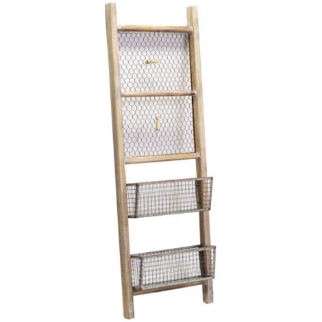 Porta notas rectangular de madera con 2 cajones cm30,5x10h91,5