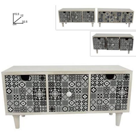 Porta Oggettiera With 3 Cassetti In Legno Country Chic Arredit