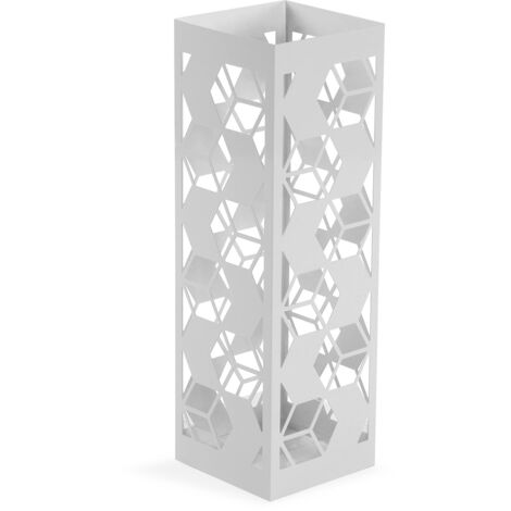 Porta ombrelli bianco casa ufficio in metallo con vaschetta contenitore acqua contenitore Moderno h cm 49 quadrato