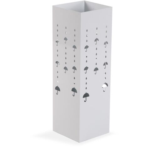 Porta ombrelli bianco casa ufficio in metallo con vaschetta contenitore acqua contenitore Moderno h cm 49  quadrato