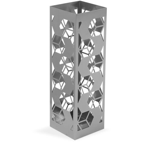 Porta ombrelli grigio casa ufficio in metallo con vaschetta contenitore acqua contenitore Moderno h cm 49 stand quadrato