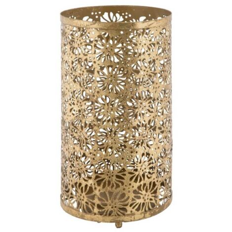 Porta ombrelli rotondo struttura in ferro color oro con motivi decorativi -Fiori