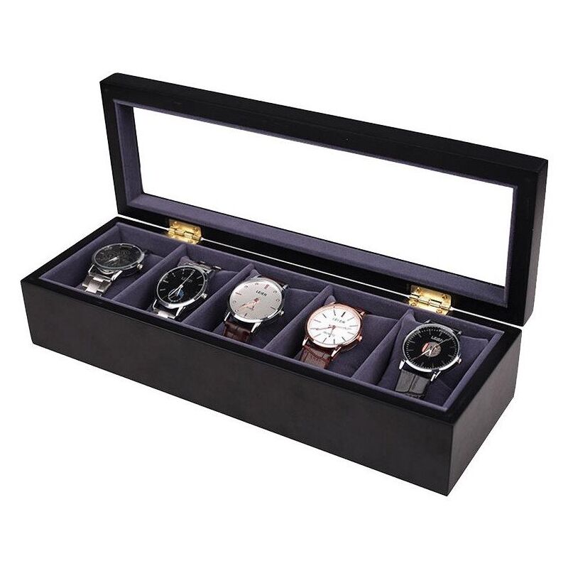 Image of Porta orologi per 5 orologi, legno - nero